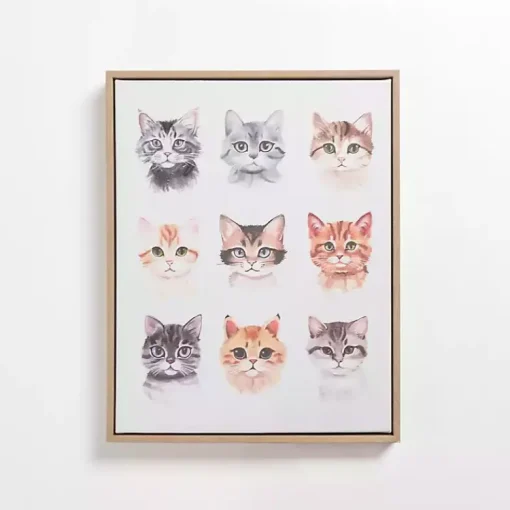 Kirklands Home Framed Art|Cat Portraits Framed Canvas Art Print