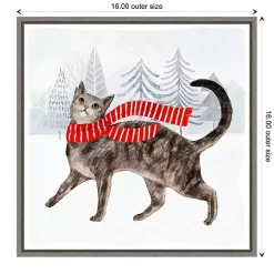Cat with Red Scarf Christmas Canvas Wall Plaque Christmas Art & Wall Decor