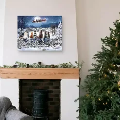 Clearance Cats Under Starry Sky Christmas Canvas Art Print Christmas Art & Wall Decor