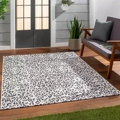 Kirklands Home Outdoor Rugs|Cauli Leopard Print Outdoor Rug, 4x5 Black