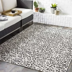Kirklands Home Outdoor Rugs|Cauli Leopard Print Outdoor Rug, 5x7 Black