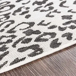 Kirklands Home Outdoor Rugs|Cauli Leopard Print Outdoor Runner Rug, 2x12 Black