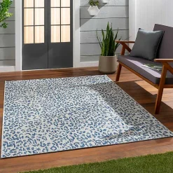 Kirklands Home Outdoor Rugs|Cauli Leopard Print Outdoor Rug, 5x7 Blue