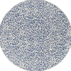 Kirklands Home Outdoor Rugs|Cauli Leopard Print Round Outdoor Rug, 7 ft. Blue