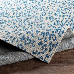 Kirklands Home Outdoor Rugs|Cauli Leopard Print Outdoor Rug, 6x6 Blue