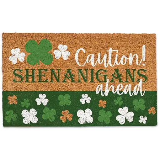 Caution Shenanigans Ahead Doormat St Patricks Day Decorations