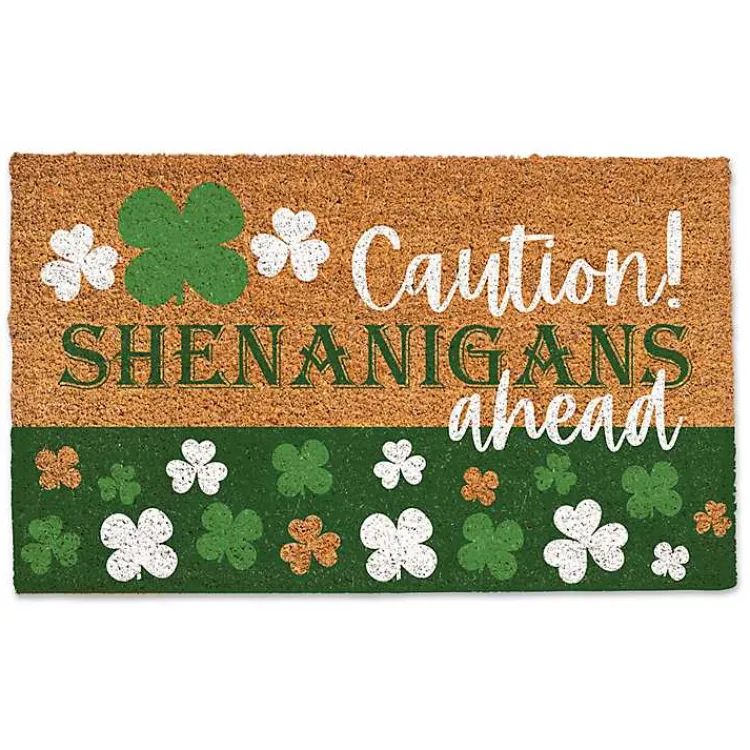 Caution Shenanigans Ahead Doormat St Patricks Day Decorations
