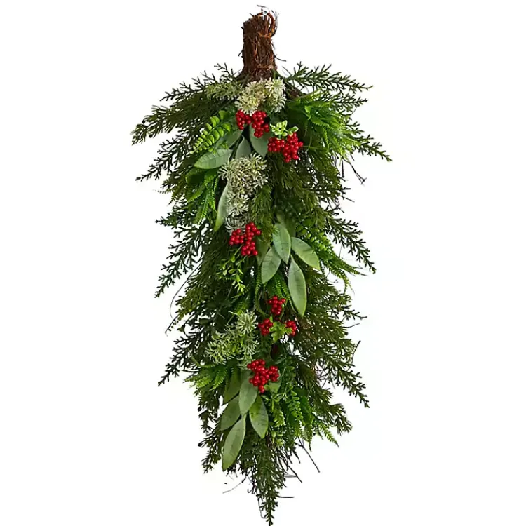 New Cedar and Eucalyptus Berry Teardrop Swag Christmas Wreaths