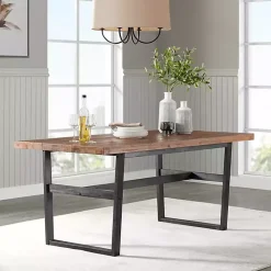 Kirklands Home Dining Tables|Cedar Wood and Black Metal Dining Table Brown