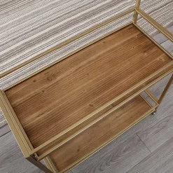 Kirklands Home Kitchen Islands & Bar Carts|Celeste Gold Metal and Wood Bar Cart