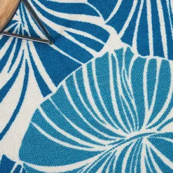 Kirklands Home Outdoor Rugs|Cerulean Botanical Shells Outdoor Area Rug, 5x7