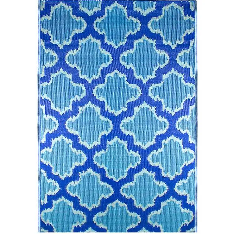 Kirklands Home Outdoor Rugs|Cerulean Quatrefoil Outdoor Area Rug, 4x6
