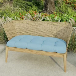 Kirklands Home Outdoor Cushions & Pillows|Chambray French Outdoor Wicker Settee Cushion Blue
