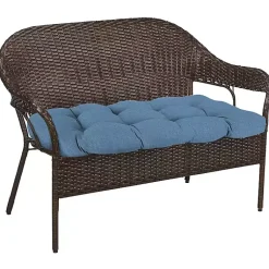 Kirklands Home Outdoor Cushions & Pillows|Chambray French Outdoor Wicker Settee Cushion Blue