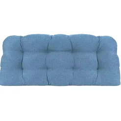 Kirklands Home Outdoor Cushions & Pillows|Chambray French Outdoor Wicker Settee Cushion Blue