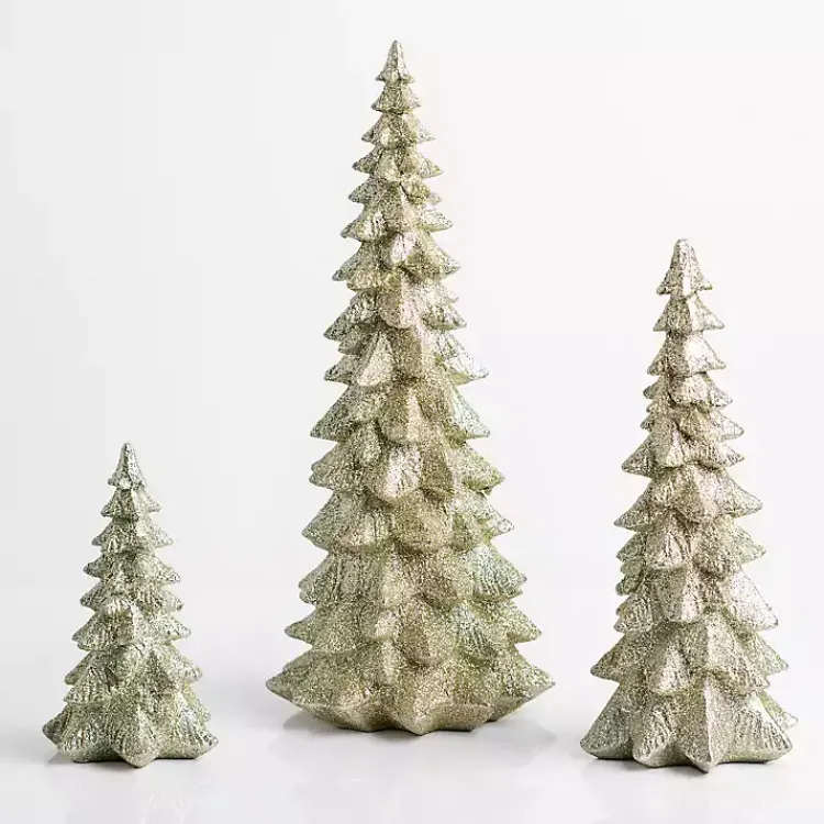 Online Champagne Glitter Christmas Trees, Set of 3 Christmas Decorations