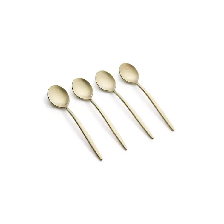 Kirklands Home Flatware & Cutlery|Champagne Satin 4-pc. Demitasse Spoon Set Gold