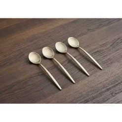 Kirklands Home Flatware & Cutlery|Champagne Satin 4-pc. Demitasse Spoon Set Gold