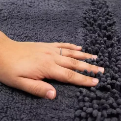 Kirklands Home Bathroom Rugs|Charcoal Asymmetrical Cotton Bath Mat Gray