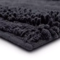 Kirklands Home Bathroom Rugs|Charcoal Asymmetrical Cotton Bath Mat Gray