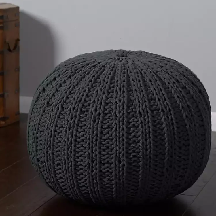 Best Charcoal Cable Knit Pouf Poufs & Floor Cushions