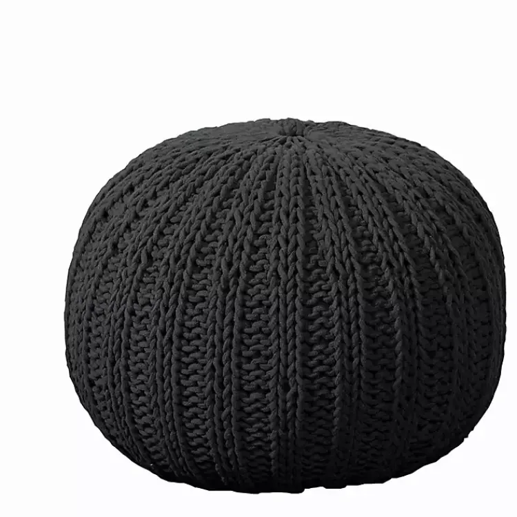 Best Charcoal Cable Knit Pouf Poufs & Floor Cushions