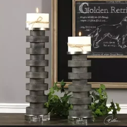 Discount Charcoal Concrete 2-pc. Candle Holder Set Candle Holders