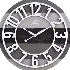 Kirklands Home Clocks|Charcoal and White Plank Wall Clock Gray