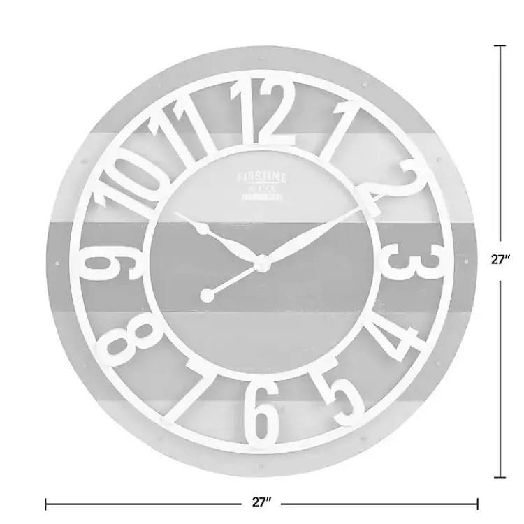 Kirklands Home Clocks|Charcoal and White Plank Wall Clock Gray