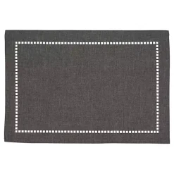 Kirklands Home Table Linens|Charcoal Laser-Cut Hemstitch Placemats, Set of 4 Gray