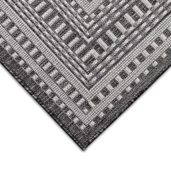 Kirklands Home Outdoor Rugs|Charcoal Linear Macy Indoor/Outdoor Area Rug, 4x7 Black