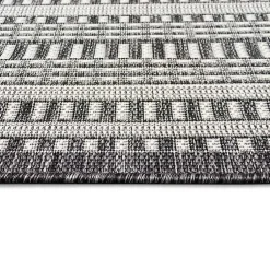 Kirklands Home Outdoor Rugs|Charcoal Linear Macy Indoor/Outdoor Area Rug, 4x7 Black