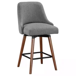 Kirklands Home Bar Stools & Counter Height Stools|Charcoal Mid-Century Modern Swivel Counter Stool Gray