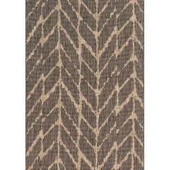 Kirklands Home Outdoor Rugs|Charcoal Mocha Chevron Outdoor Area Rug, 7x10