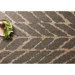 Kirklands Home Outdoor Rugs|Charcoal Mocha Chevron Outdoor Area Rug, 7x10