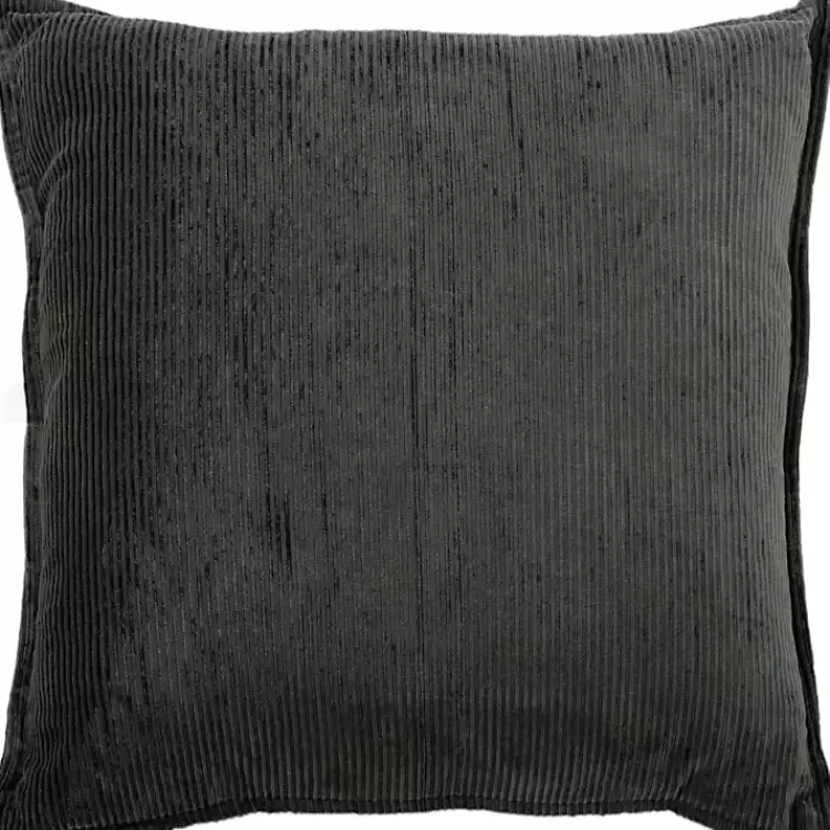 Online Charcoal Velvet Corduroy Flange Throw Pillow Pillows