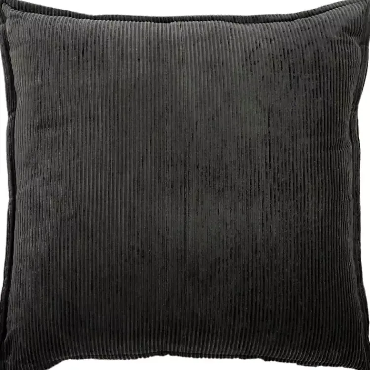 Online Charcoal Velvet Corduroy Flange Throw Pillow Pillows