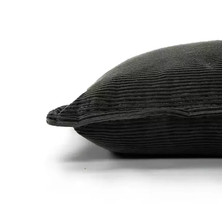 Online Charcoal Velvet Corduroy Flange Throw Pillow Pillows