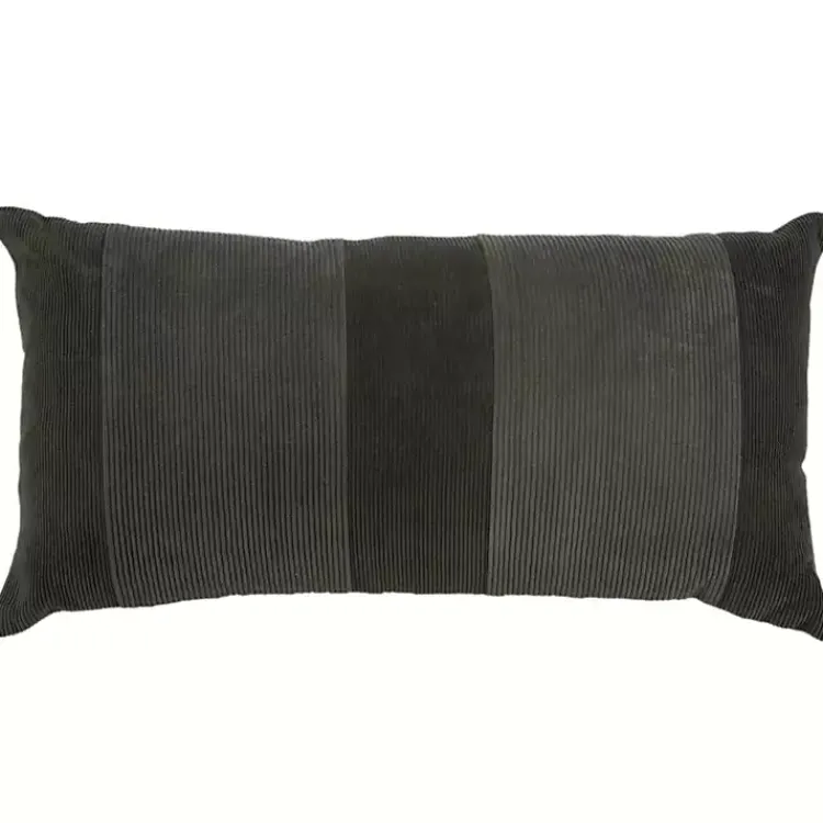 New Charcoal Velvet Corduroy Lumbar Pillow Pillows