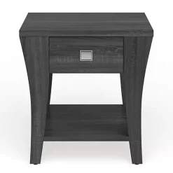 Kirklands Home Accent & End Tables|Charcoal Wood Single Drawer Side Table Gray