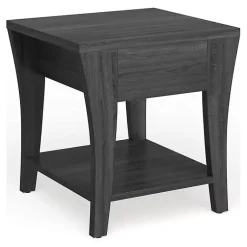 Kirklands Home Accent & End Tables|Charcoal Wood Single Drawer Side Table Gray