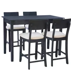 Kirklands Home Dining Sets|Charcoal Wood Upholstered 5-pc. Dining Set Gray