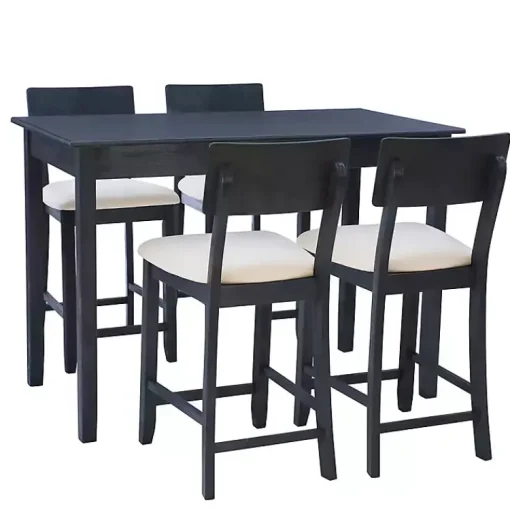Kirklands Home Dining Sets|Charcoal Wood Upholstered 5-pc. Dining Set Gray