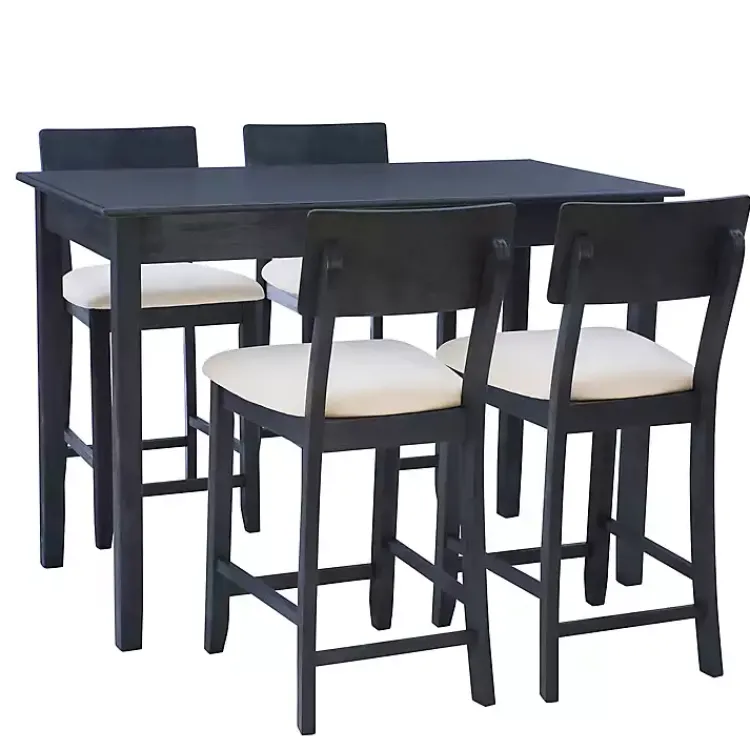 Kirklands Home Dining Sets|Charcoal Wood Upholstered 5-pc. Dining Set Gray