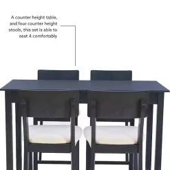 Kirklands Home Dining Sets|Charcoal Wood Upholstered 5-pc. Dining Set Gray