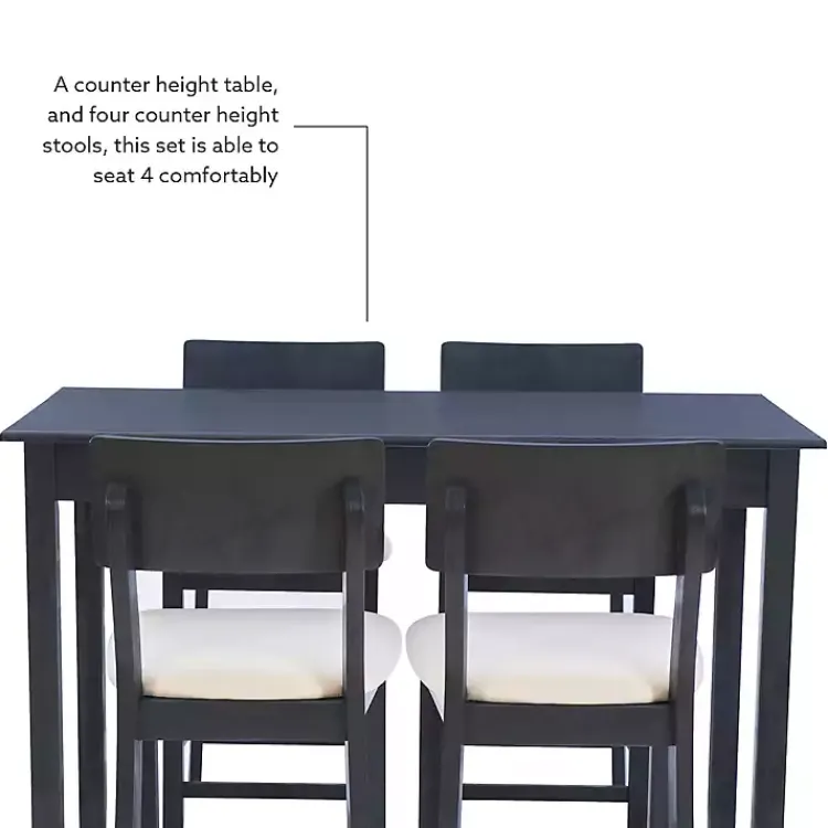 Kirklands Home Dining Sets|Charcoal Wood Upholstered 5-pc. Dining Set Gray