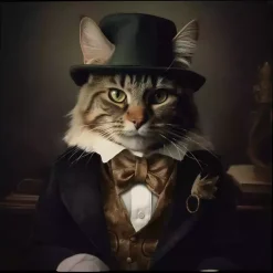 Kirklands Home Canvas Art|Charming Victorian Cat Framed Canvas Art Print