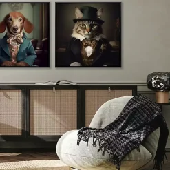 Kirklands Home Canvas Art|Charming Victorian Cat Framed Canvas Art Print