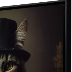 Kirklands Home Canvas Art|Charming Victorian Cat Framed Canvas Art Print