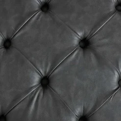 Kirklands Home Benches & Ottomans|Charocal Button Tufted Leather Ottoman Gray